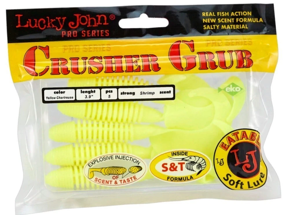 Силиконовая приманка Lucky John Crusher Grub 3.9in 99 мм 5 шт S88 Pro Series  140157-S88 — крупный план
	                                    2