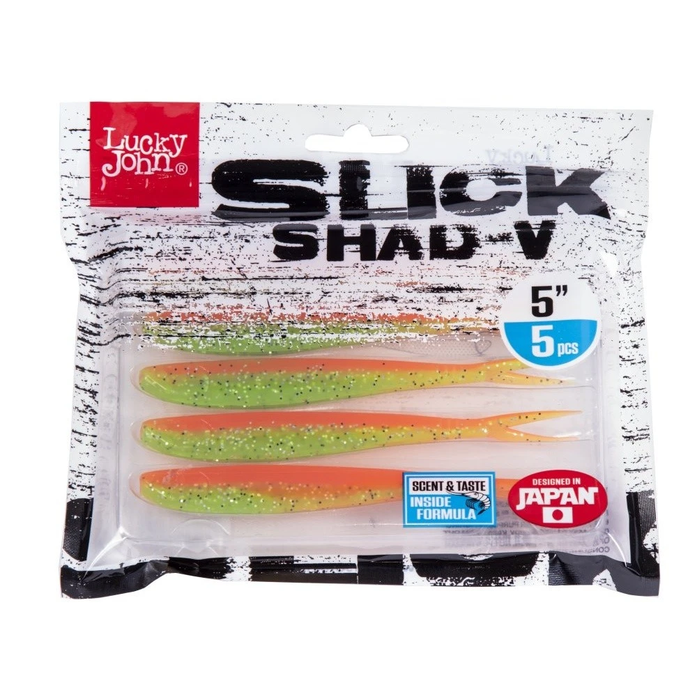 Силиконовая приманка Lucky John Slick Shad-V 5.0in 127 мм 5 шт Z12 3D Series  140423-Z12 — крупный план
	                                    2