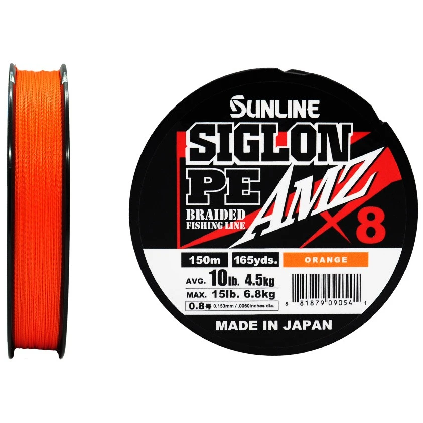 Плетеный шнур Sunline Siglon PE X8 AMZ 150 м  PE # 0,8 Orange 0,153 мм — характеристики,
	                                    особенности конструкции