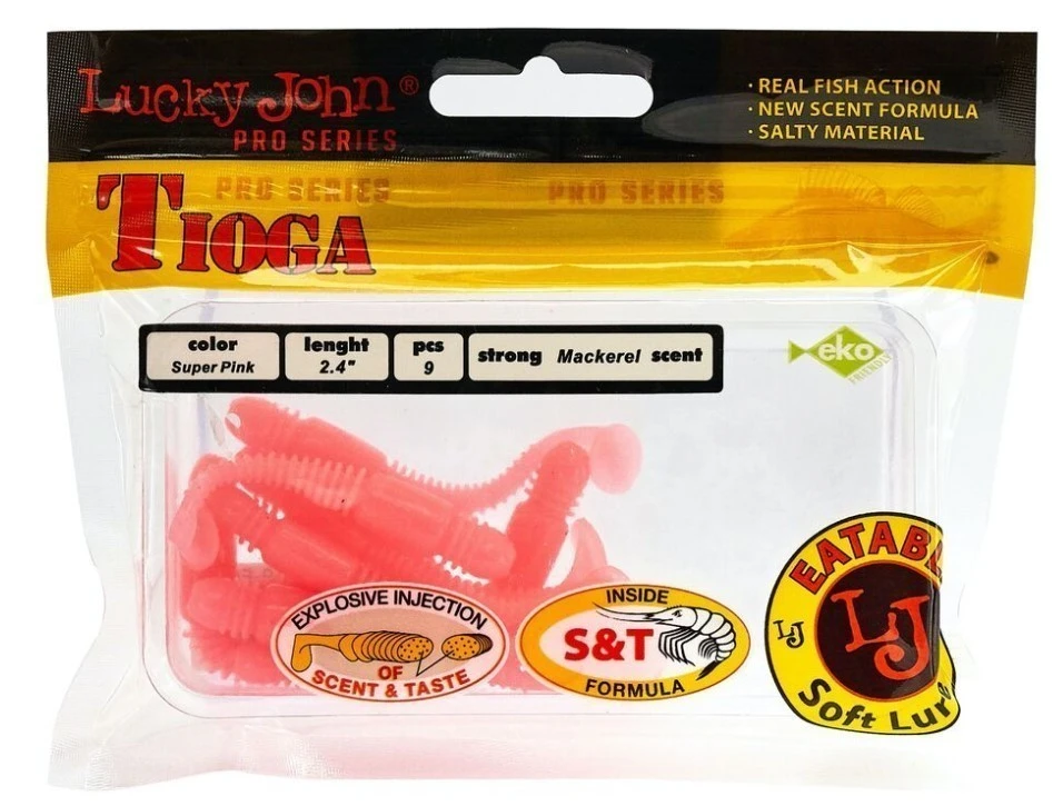 Силиконовая приманка Lucky John Tioga 2.4in 62 мм 9 шт F05 Pro Series  140119-F05 — крупный план
	                                    2