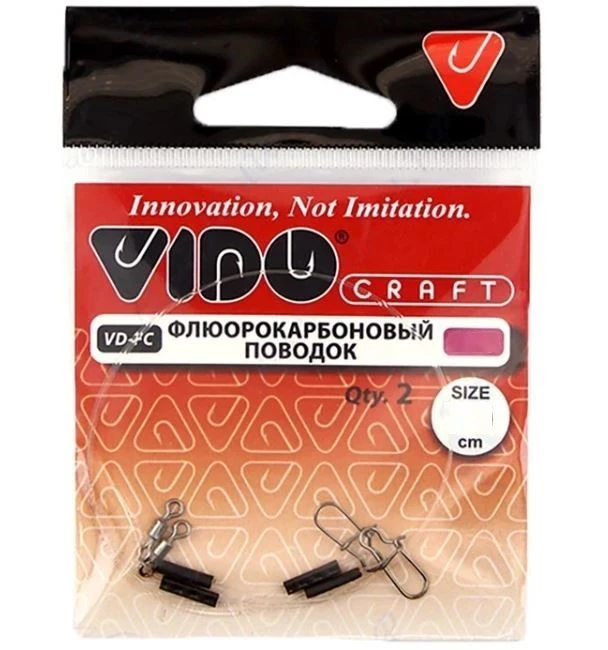 Поводок Vido Craft Флюрокарбоновый 20 см 16,5 кг  0,6 мм  2 шт   VD-FC-060-16,5-20 — характеристики,  особенности конструкции