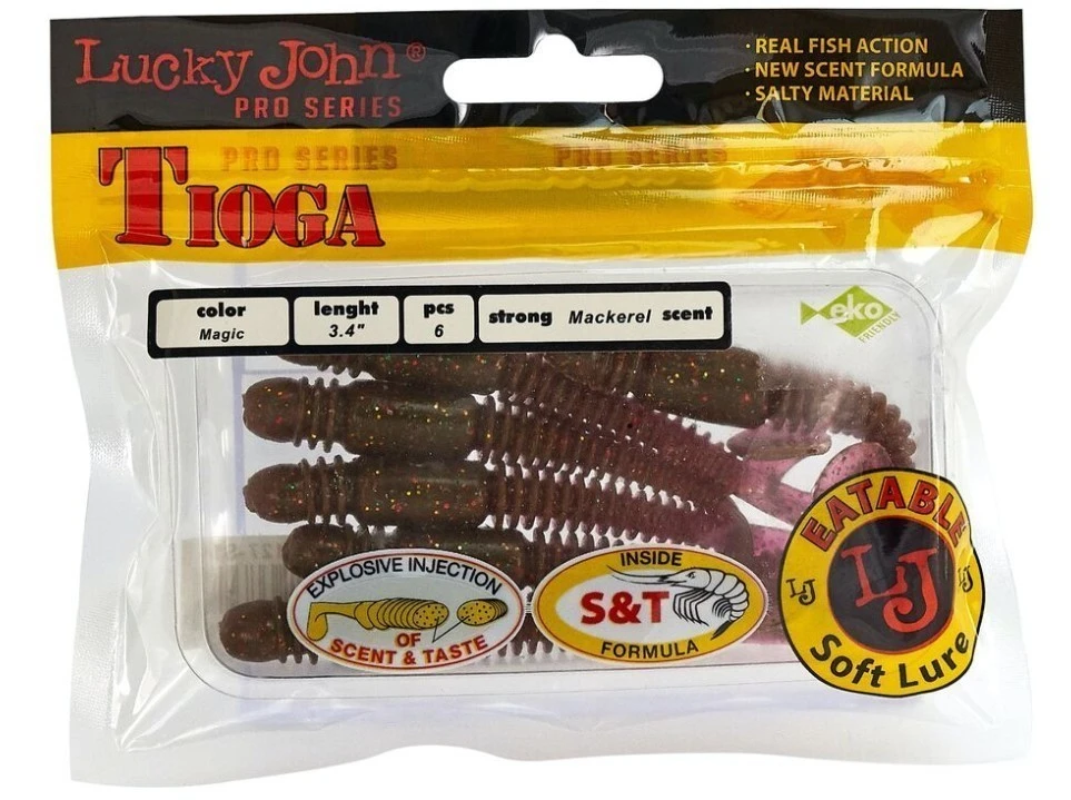 Силиконовая приманка Lucky John Tioga 3.4in 86 мм 6 шт S14 Pro Series  140127-S14 — крупный план
	                                    2