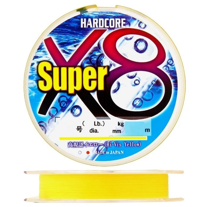 Плетеный шнур Duel PE Hardcore Super X8 150 м  PE # 2 Hi-Vis Yellow 0,24 мм   H4498-Y — характеристики,  особенности конструкции