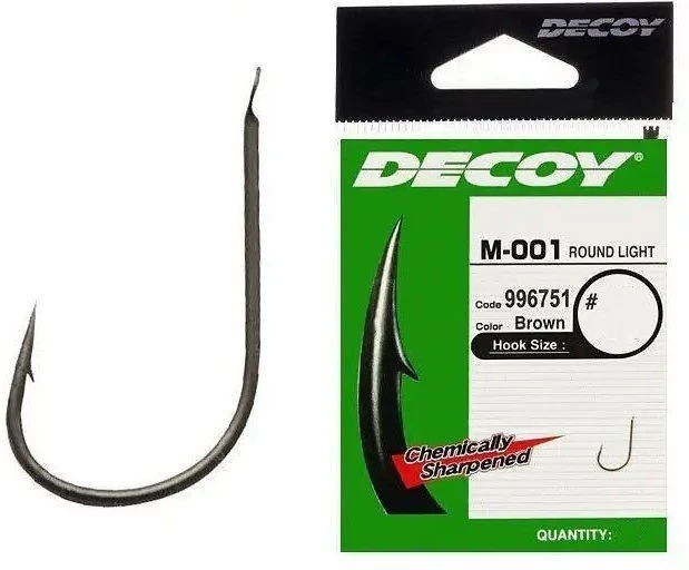 Крючок Одинарный Decoy M-001 Round Light №18 15 шт    M-001 #18 — крупный план
	                                    1