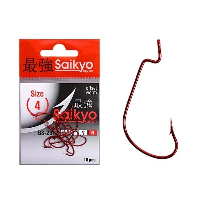 Крючок Офсетный Saikyo BS-2312 №4 10 шт R   BS-2312R4-10 — характеристики,  особенности конструкции