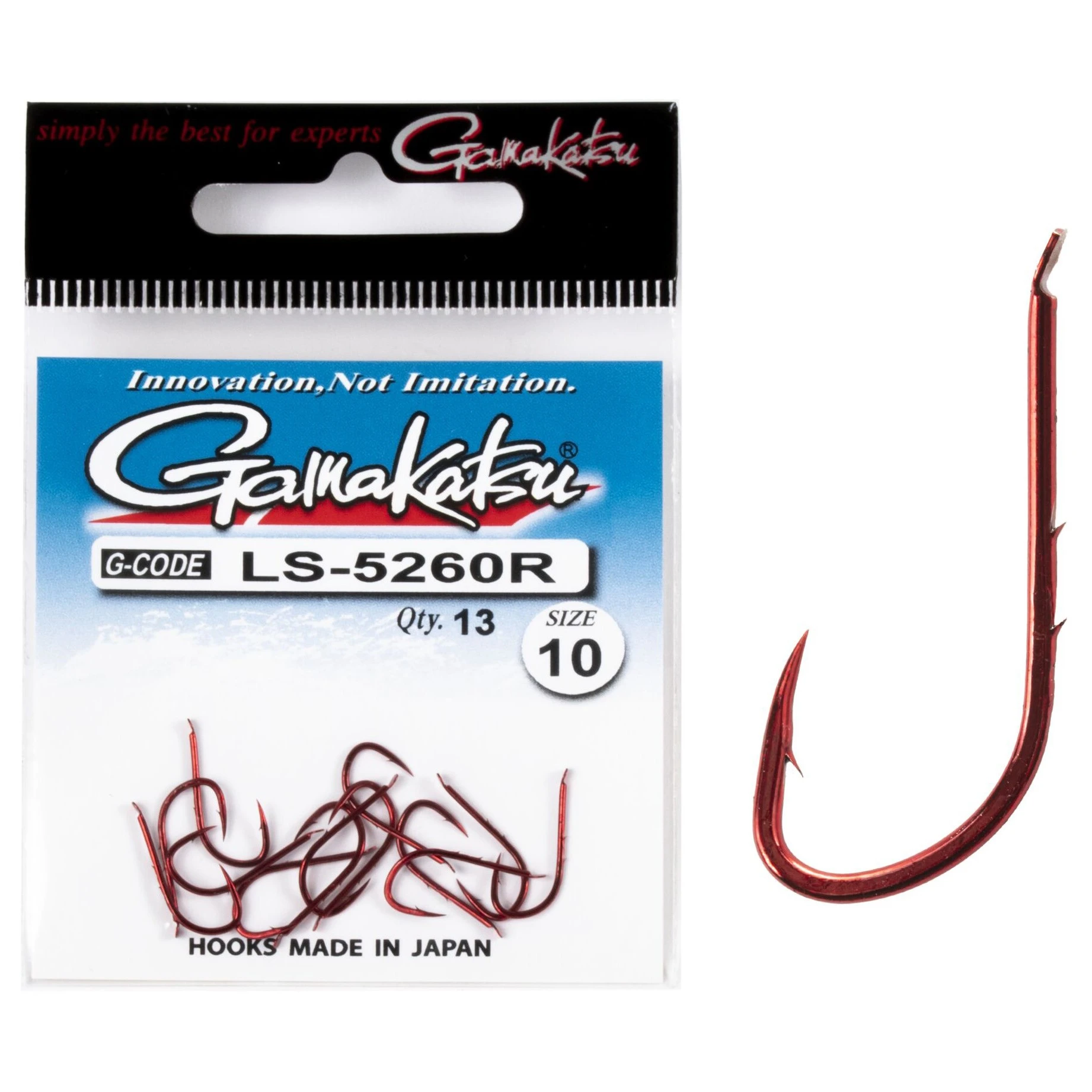 Крючок Одинарный Gamakatsu LS-5260R New Label Hooks Red №10 13 шт    149015-010 — крупный план
	                                    1
