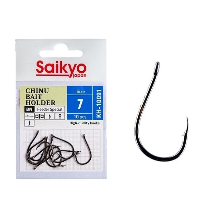 Крючок Одинарный Saikyo KH-10091 Chinu Bait Holder №7 10 шт BN   KH-10091BN7-10 — характеристики,  особенности конструкции