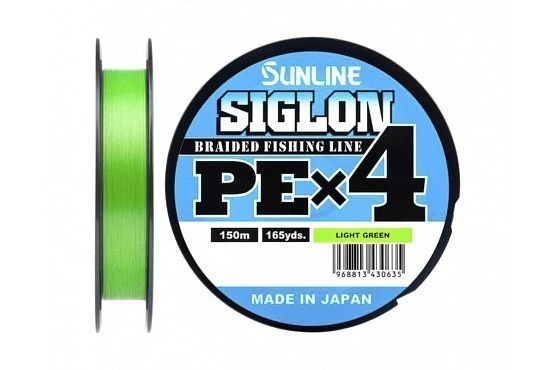 Плетеный шнур Sunline Siglon PE X4 150 м  PE # 0,4 Light Green 0,108 мм — характеристики,  особенности конструкции