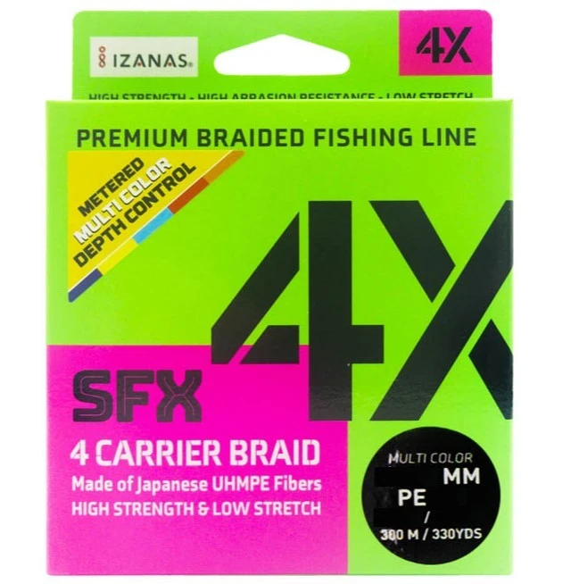 Плетеный шнур Sufix SFX 4X 300 м  PE # 2 Разноцветная 0,235 мм   SFX4B235M300 — характеристики,  особенности конструкции