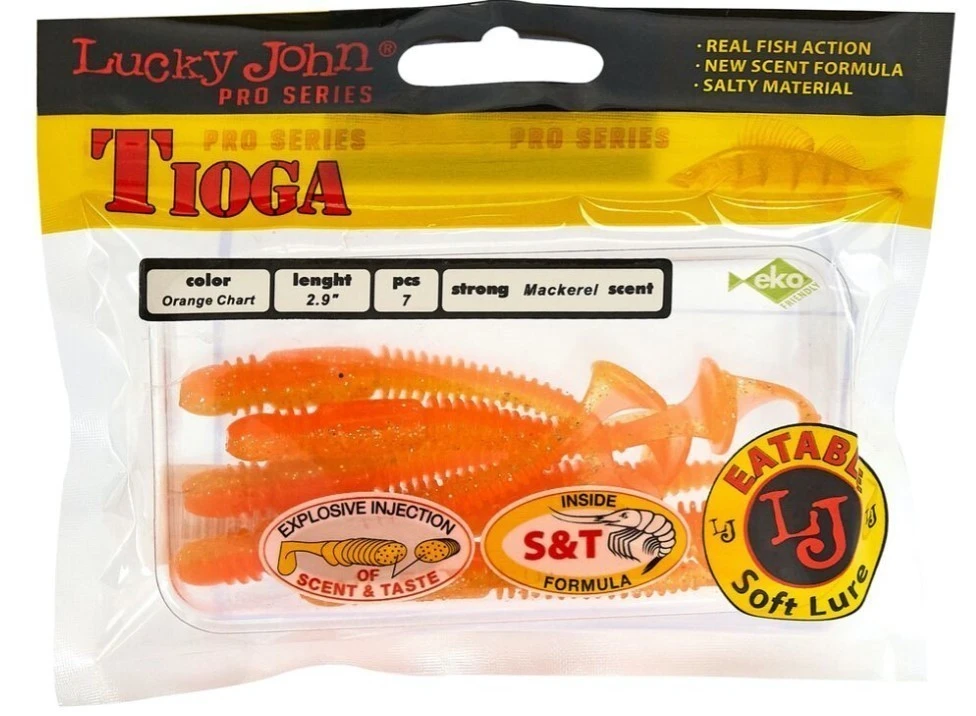 Силиконовая приманка Lucky John Tioga 2.9in 75 мм 7 шт T26 Pro Series  140103-T26 — крупный план
	                                    2