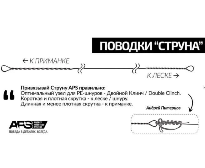 Поводок APS Струна 20 см 17 кг  0,4 мм  7 шт С Вертлюгом — крупный план
	                                    2