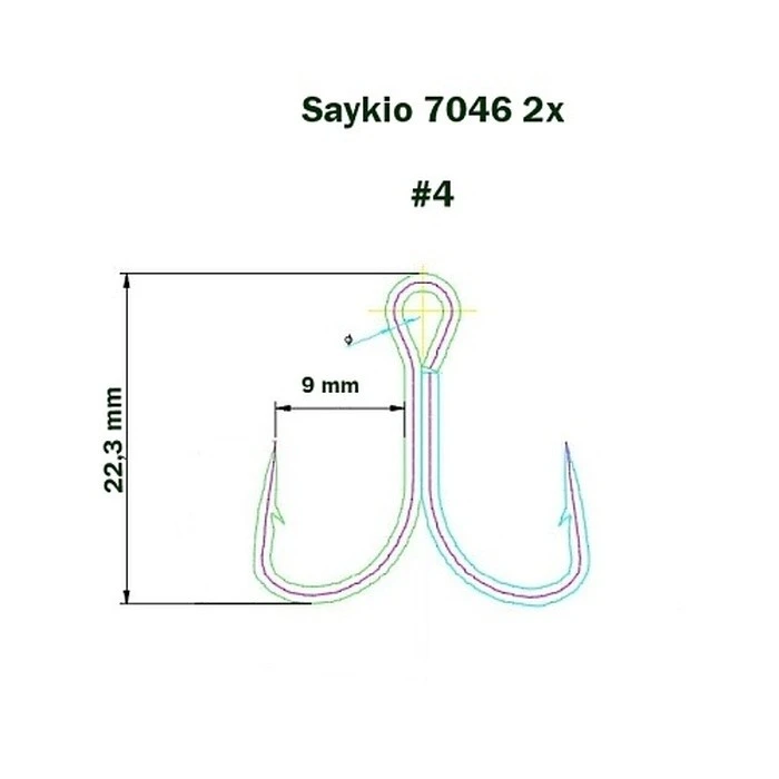 Крючок Тройной Saikyo 7046 2X №4 5 шт BN   SORCT7046-4BN5 — крупный план
	                                    2