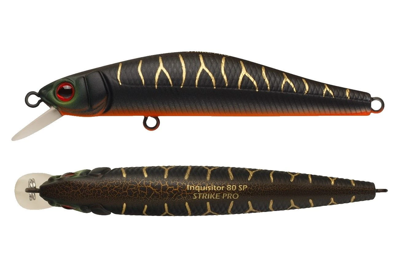 Воблер Strike Pro Inquisitor 80SP A208S Black Mat Tiger 8,3 гр   EG-193A-SP#A208S — крупный план
	                                    1