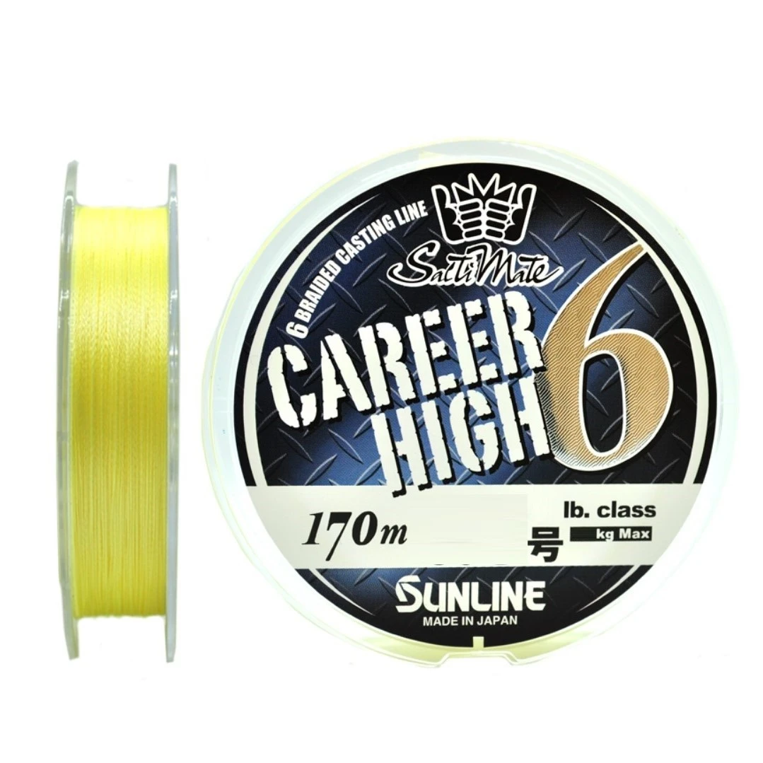 Плетеный шнур Sunline Career High 6 170 м  PE # 1,2 Yellow 0,185 мм — характеристики,  особенности конструкции