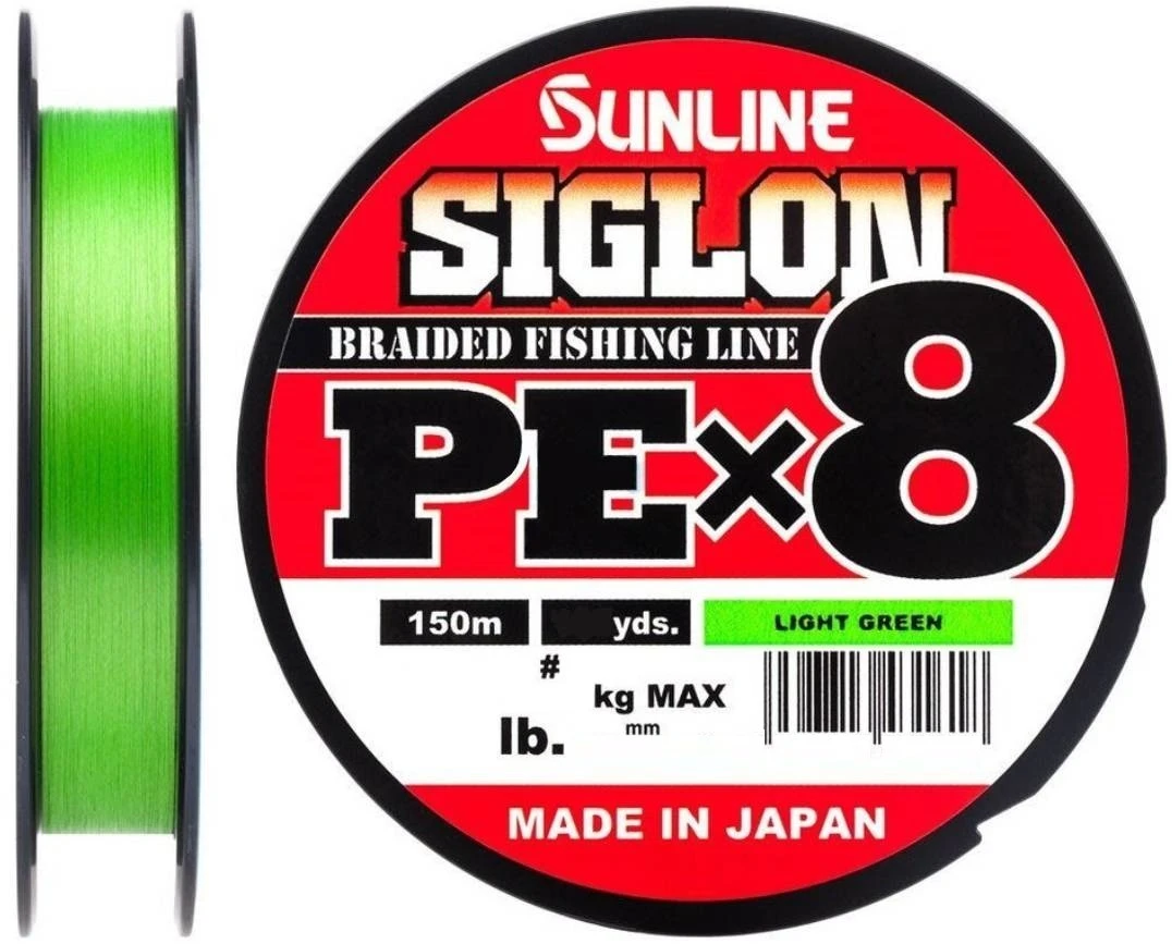 Плетеный шнур Sunline Siglon PE X8 150 м  PE # 2,5 Light Green 0,27 мм — характеристики,
	                                    особенности конструкции