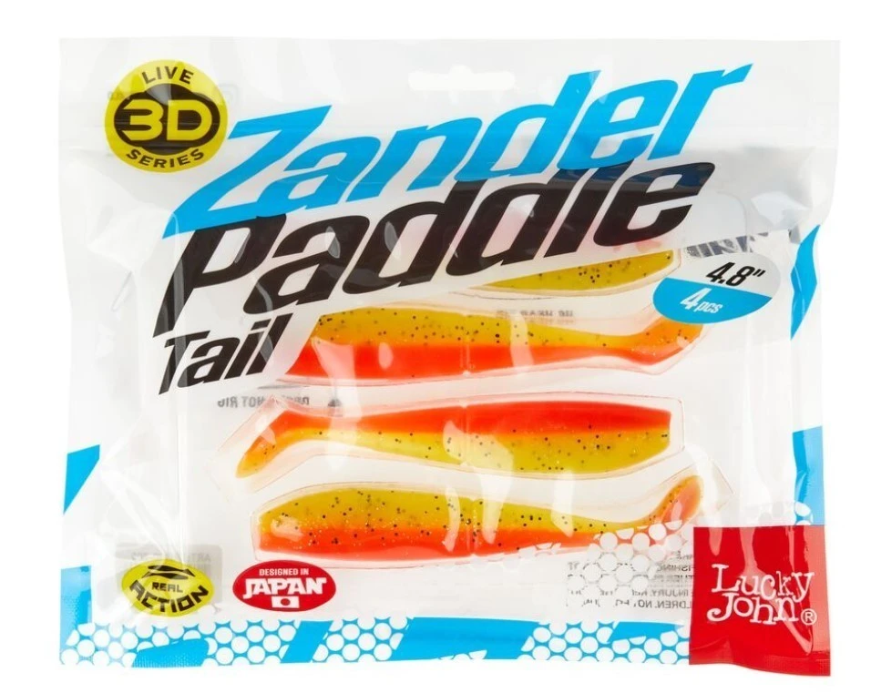 Силиконовая приманка Lucky John Zander Paddle Tail 4.8in 120 мм 4 шт Z08 3D Series  140430-Z08 — крупный план
	                                    2