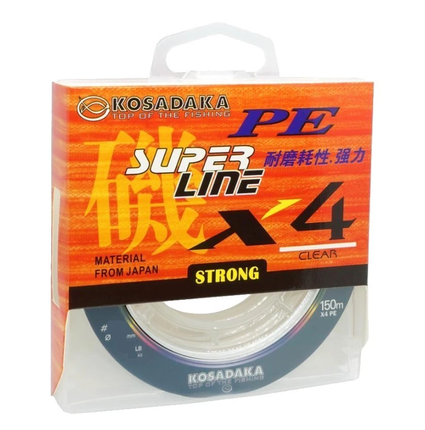 Плетеный шнур Kosadaka Super Line PE X4 150 м  PE # 0,6 Clear 0,12 мм   BSLX4-CL-012-150 — характеристики,  особенности конструкции