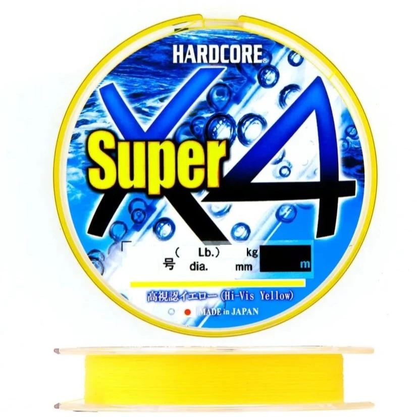 Плетеный шнур Duel PE Hardcore Super X4 150 м  PE # 1 Hi-Vis Yellow 0,17 мм   H4487-Y — характеристики,  особенности конструкции
