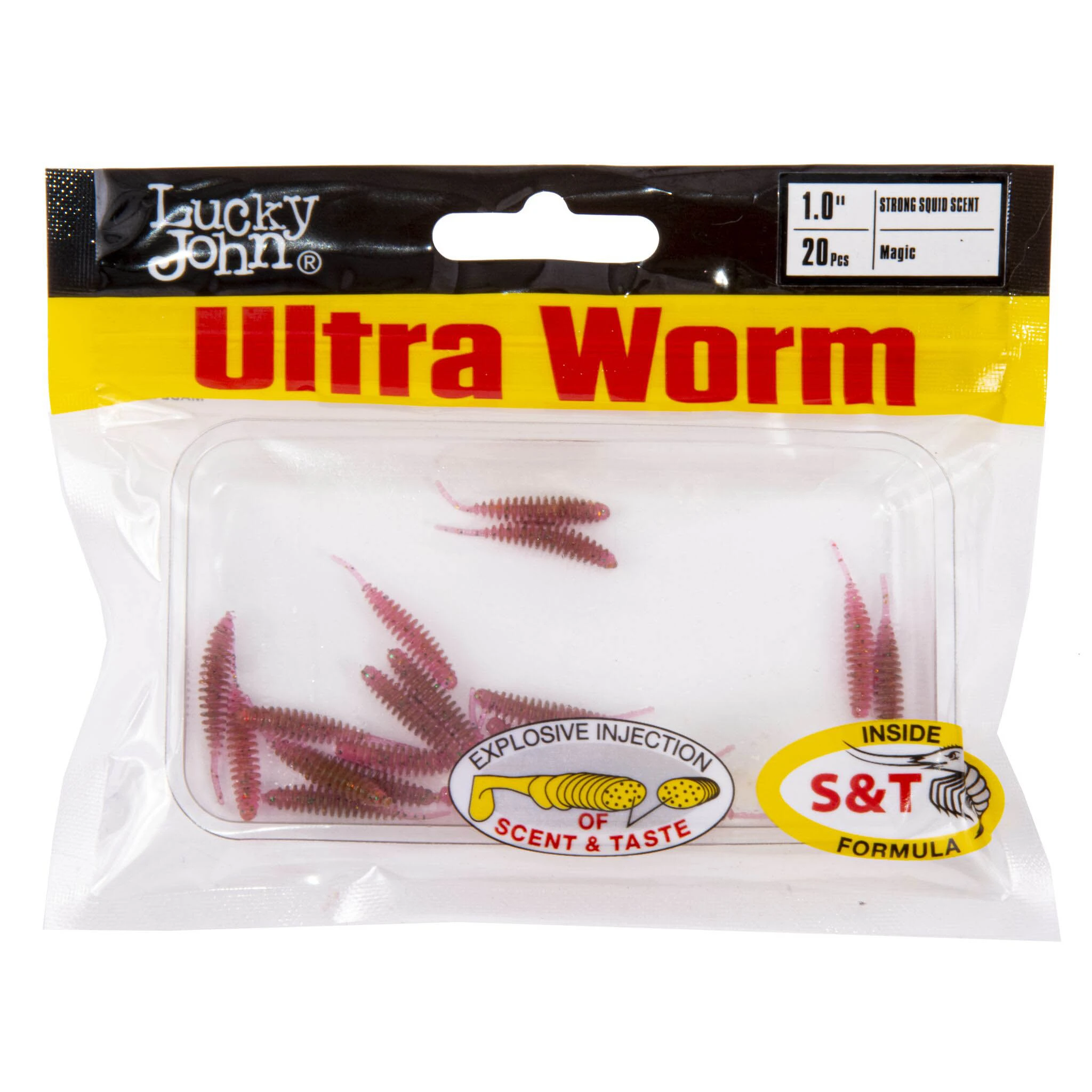 Силиконовая приманка Lucky John Ultraworm 1,0in 25 мм 20 шт S14 Pro Series  140197-S14 — крупный план
	                                    2