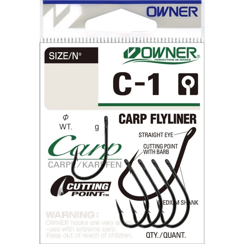 Крючок Одинарный Owner 53261 Carp Flyliner №4 5 шт BC   53261-04 — крупный план
	                                    1