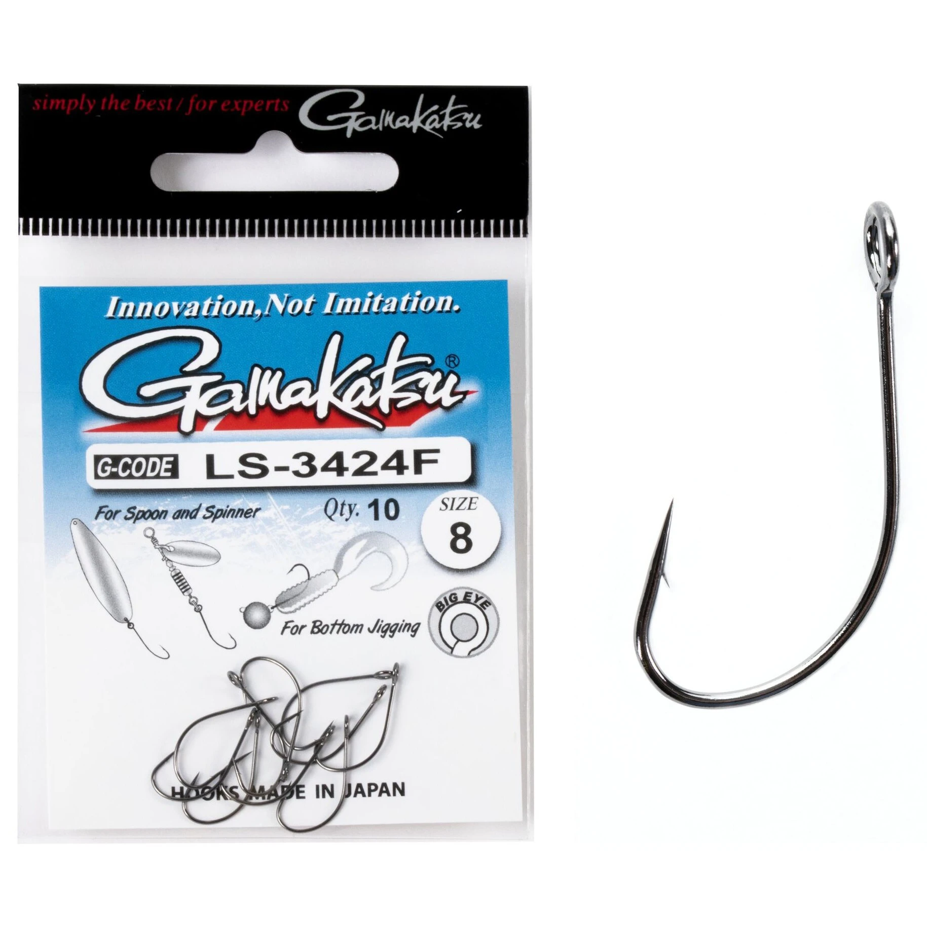 Крючок Одинарный Gamakatsu LS-3424F New Label Hooks Black №8 10 шт    185099-008 — крупный план
	                                    1