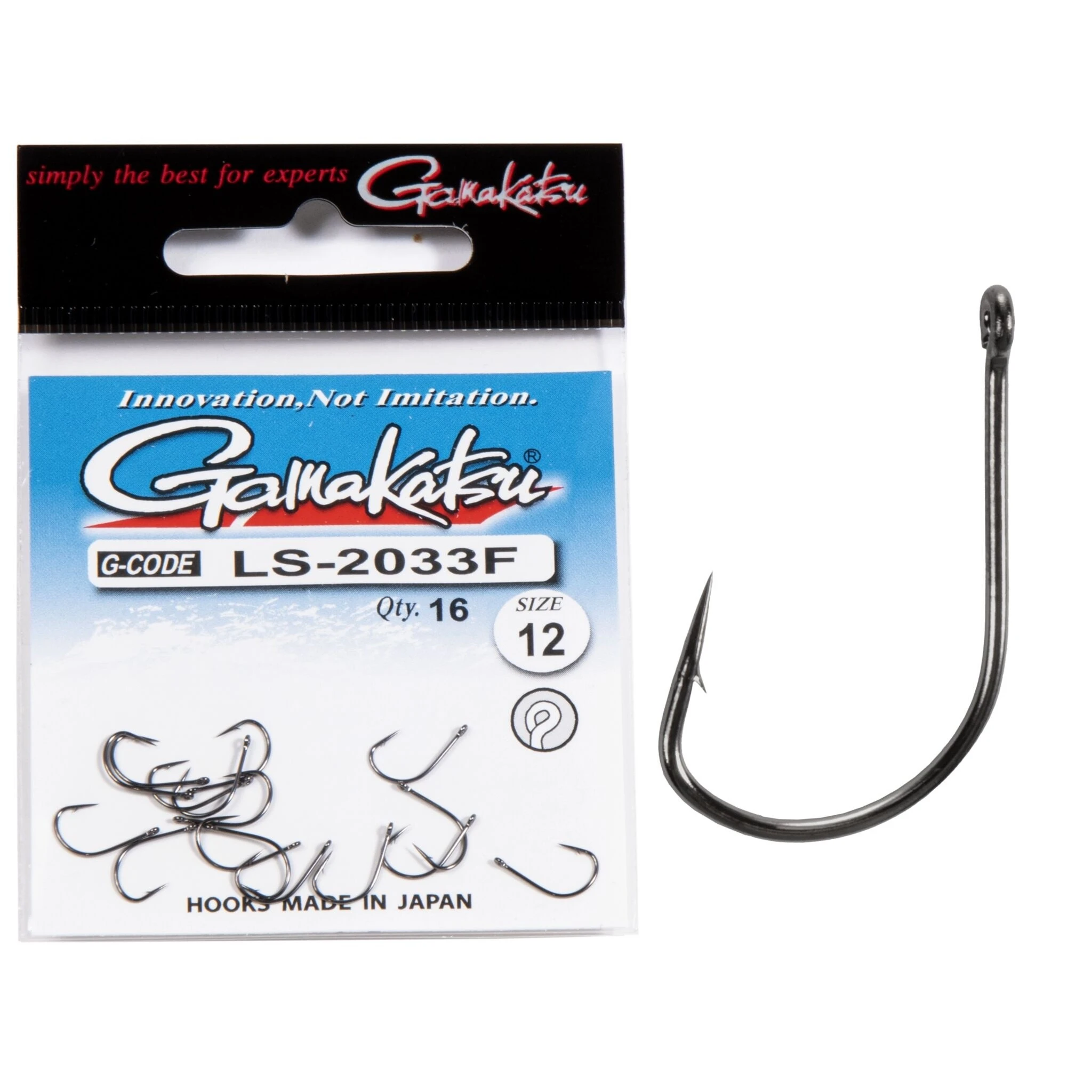 Крючок Одинарный Gamakatsu LS-2033F New Label Eyed Hooks Black №12 16 шт    147922-012 — характеристики,  особенности конструкции