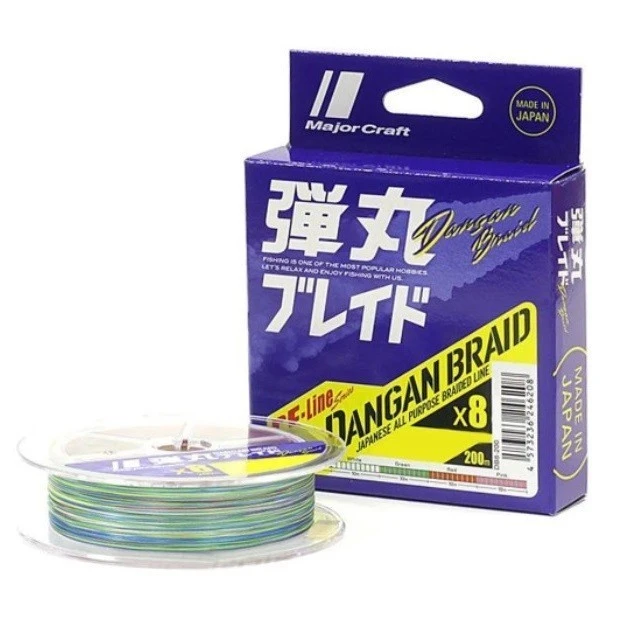 Плетеный шнур Major Craft Dangan Braid X8 200 м  PE # 2 Мультиколор 0,2 мм   DB8-200/2MC — характеристики,
	                                    особенности конструкции