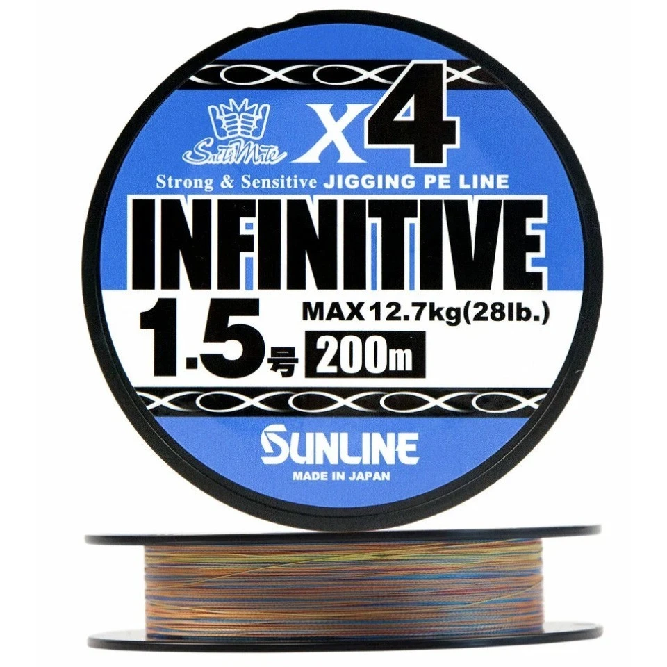 Плетеный шнур Sunline Infinitive X4 200 м  PE # 1,5 Multi Color 0,205 мм — характеристики,  особенности конструкции
