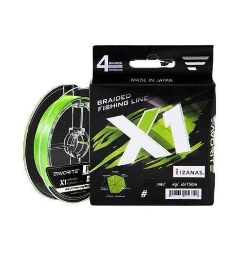 Плетеный шнур Favorite X1 150 м  PE # 0,5 Light green 0,117 мм   1693.11.27 — характеристики,  особенности конструкции