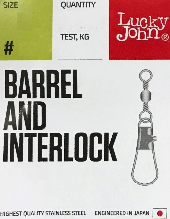 Вертлюг с застежкой Lucky John Barrel And Interlock №010 7 шт Black Pro Series  LJP5103-010 — крупный план
	                                    2
