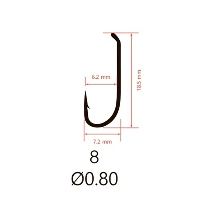Крючок Одинарный Saikyo KH-72480 SFW Wet BR №8 20 шт BR   72480SFWBR8-20 — крупный план
	                                    1
