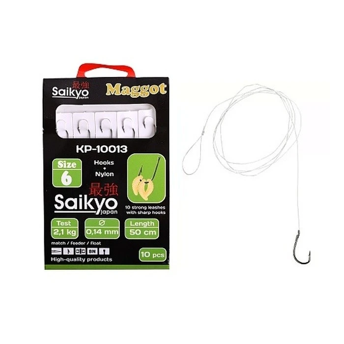 Крючок Одинарный Saikyo  KP-10013 Maggot №6 10 шт BN   KP-10013BN6-10 — характеристики,  особенности конструкции