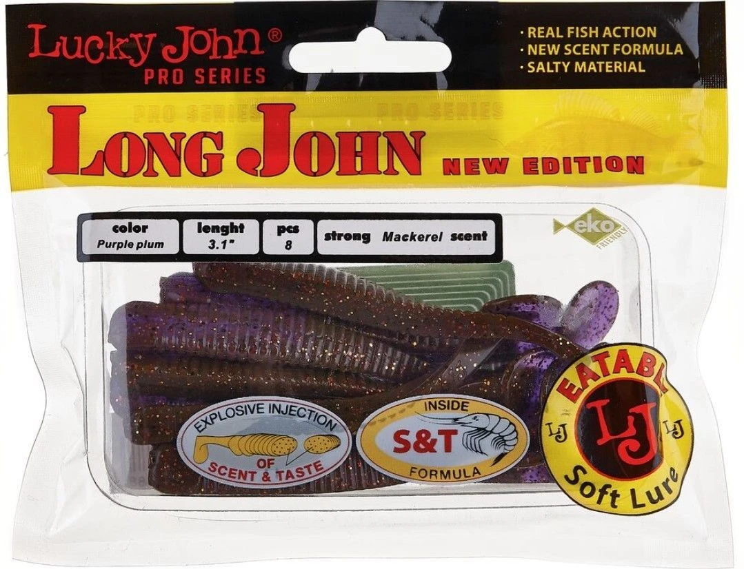 Силиконовая приманка Lucky John Long John 3.1in 79 мм 8 шт S13 Pro Series  140118-S13 — крупный план
	                                    1
