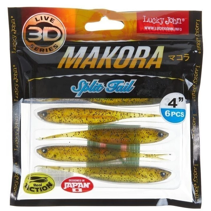 Силиконовая приманка Lucky John Makora Split Tail 4.0in 100 мм 6 шт 005 3D Series  140409-005 — крупный план
	                                    2