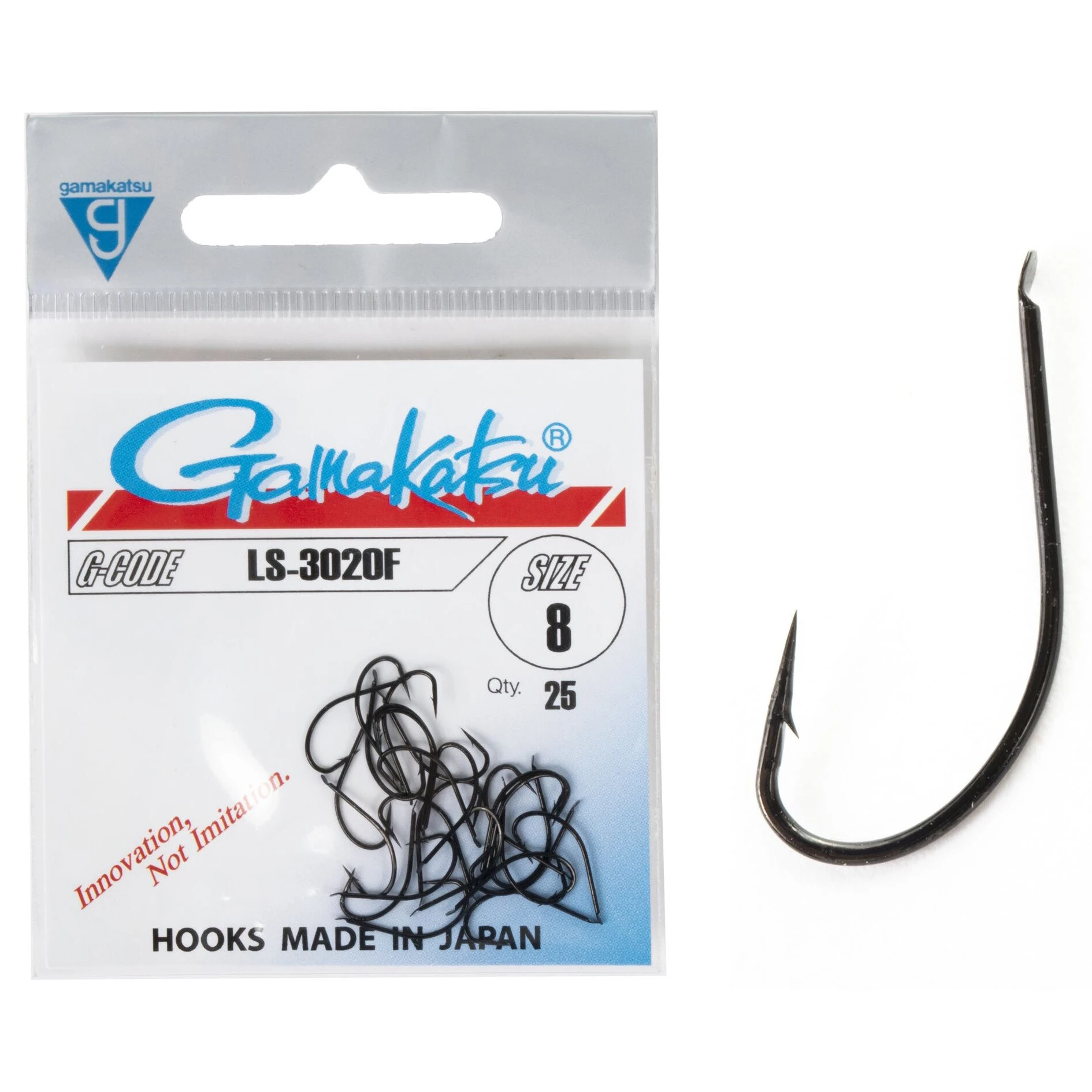 Крючок Одинарный Gamakatsu LS-3020F Hooks Black №8 25 шт    146567-008 — крупный план
	                                    1