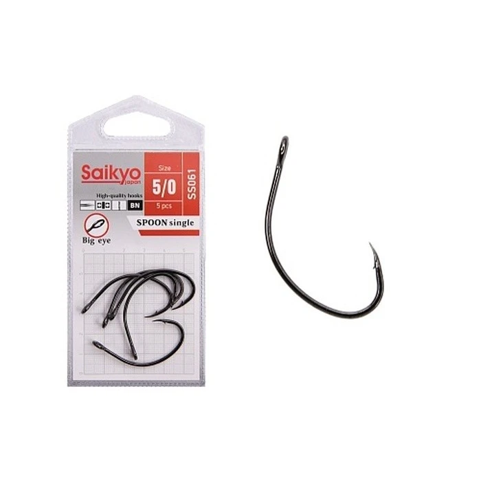 Крючок Одинарный Saikyo SS061 Spoon Single №5/0 5 шт BN   SS061-BN5/0-5 — характеристики,  особенности конструкции