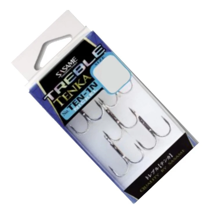 Крючок Тройной Ryugi Treble Tenka Hook №1 5 шт Nickel — крупный план
	                                    1