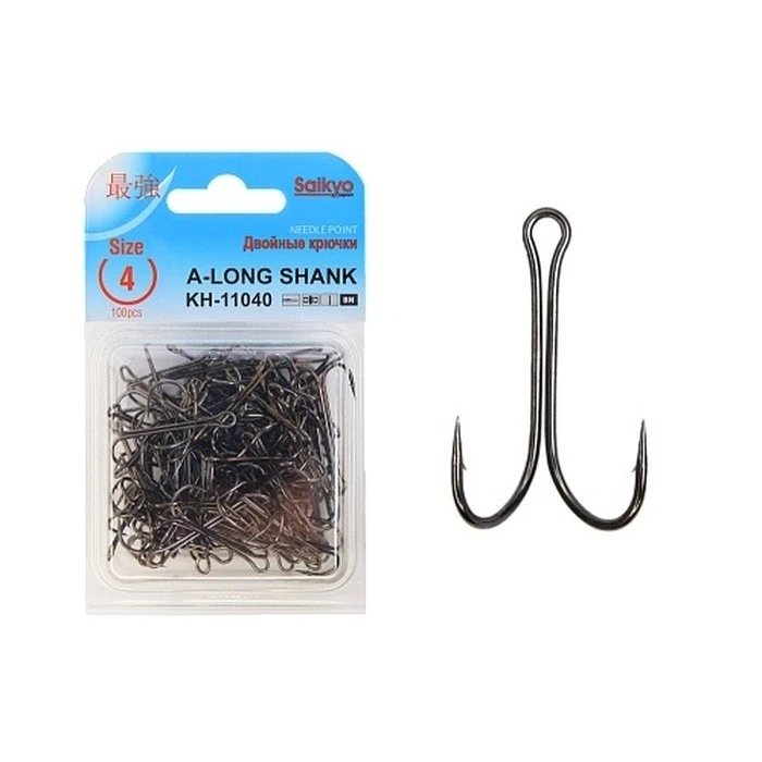 Крючок Двойной Saikyo KH-11040 Long Shank №4 100 шт BN   KH-11040-4-100 — характеристики,  особенности конструкции
