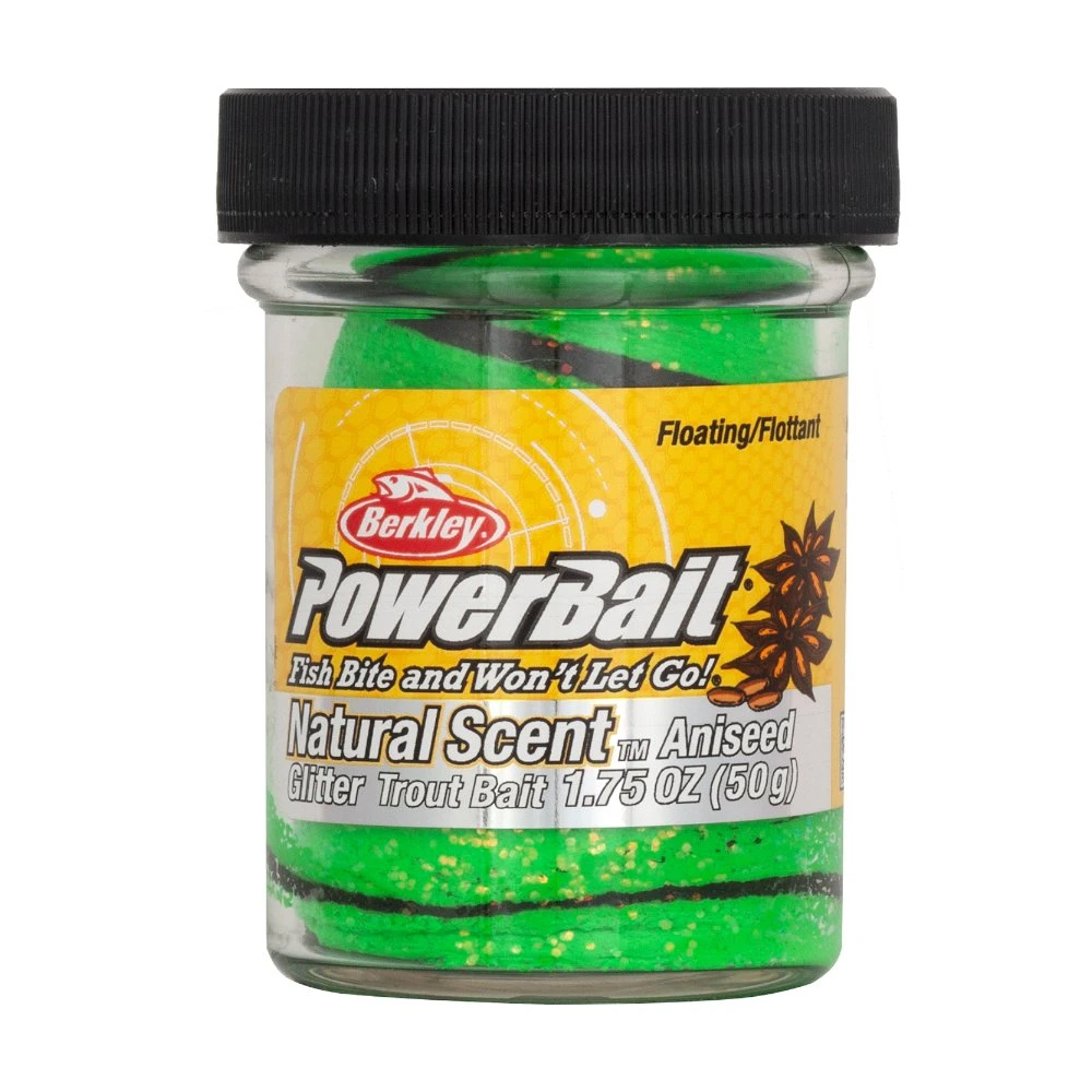 Паста Berkley Powerbait Natural Glitter Trout Bait Anise  50 мл  Black/Spring Green Twist   1522040 — характеристики,  особенности конструкции