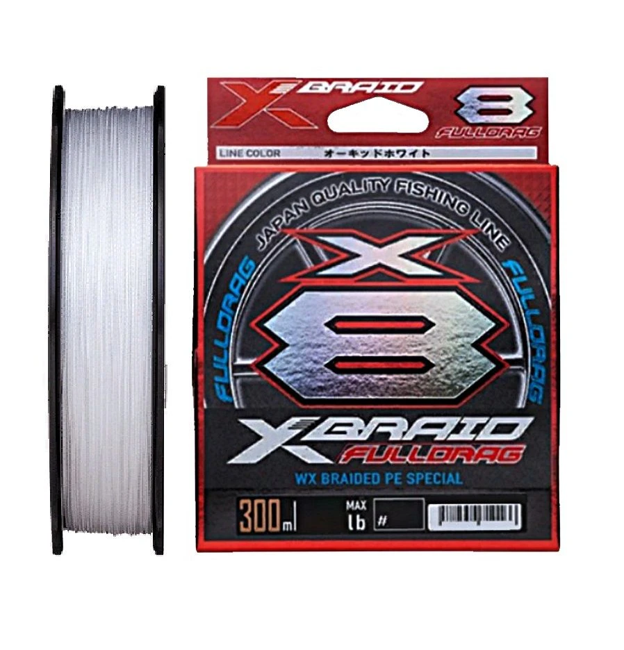 Плетеный шнур YGK X-Braid Fulldrag X8 300 м  PE # 2,5 Orchid White 0,26 мм — характеристики,  особенности конструкции