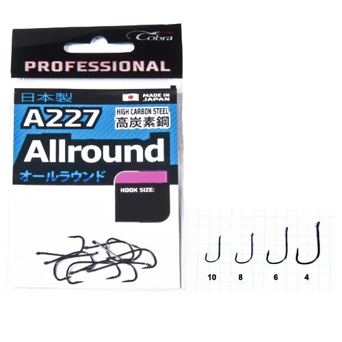 Крючок Одинарный Cobra Pro Allround A227 №8 10 шт    A227-008 — характеристики,
	                                    особенности конструкции