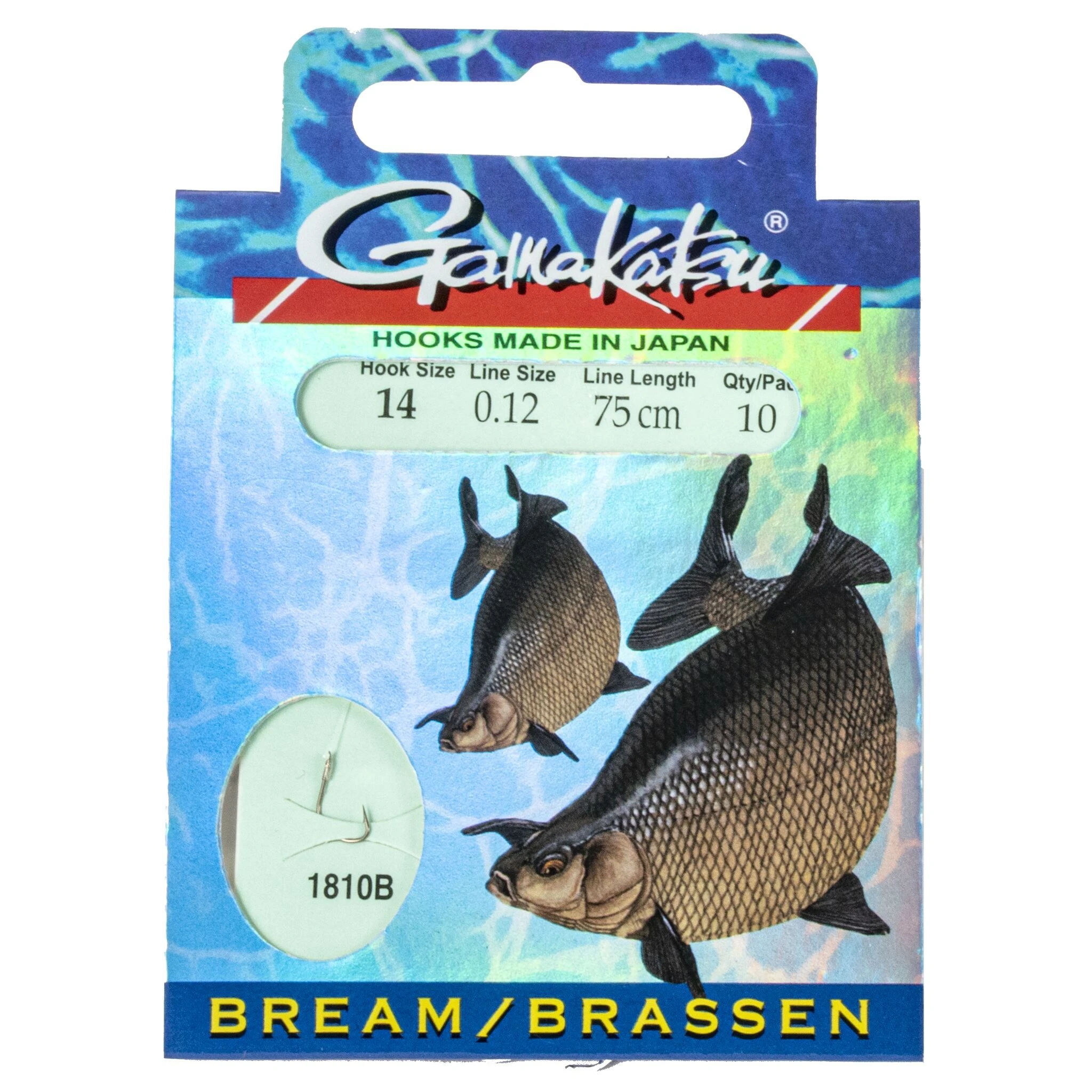 Поводок Gamakatsu Booklet BR. Feeder 1810B 75 см  0,12 мм  10 шт №14  140114-014-012 — характеристики,
	                                    особенности конструкции