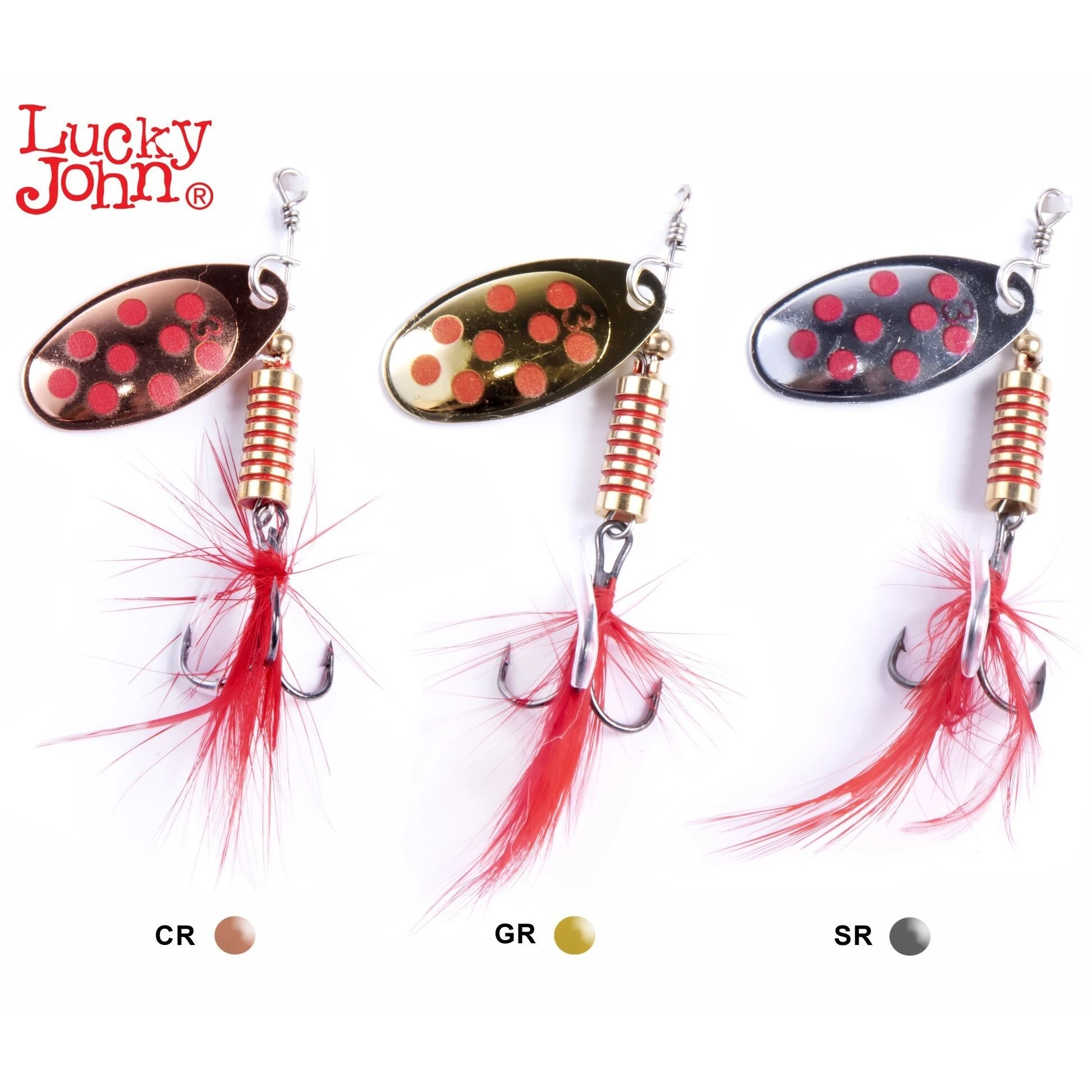 Вращающаяся Блесна Lucky John Spin-X Round №3 8 гр 001SET CR GR SR Набор 3 шт.  LJSR03-001SET — крупный план
	                                    1
