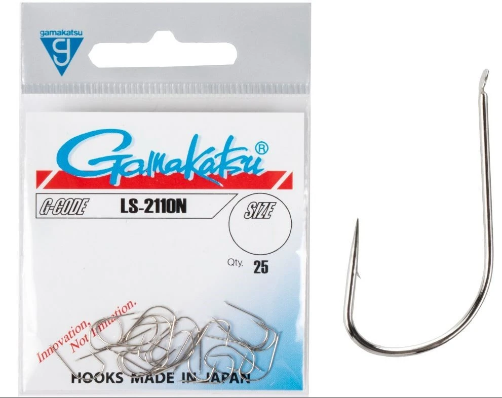 Крючок Одинарный Gamakatsu LS-2110N Hooks Nickel №12 25 шт    146559-012 — крупный план
	                                    1