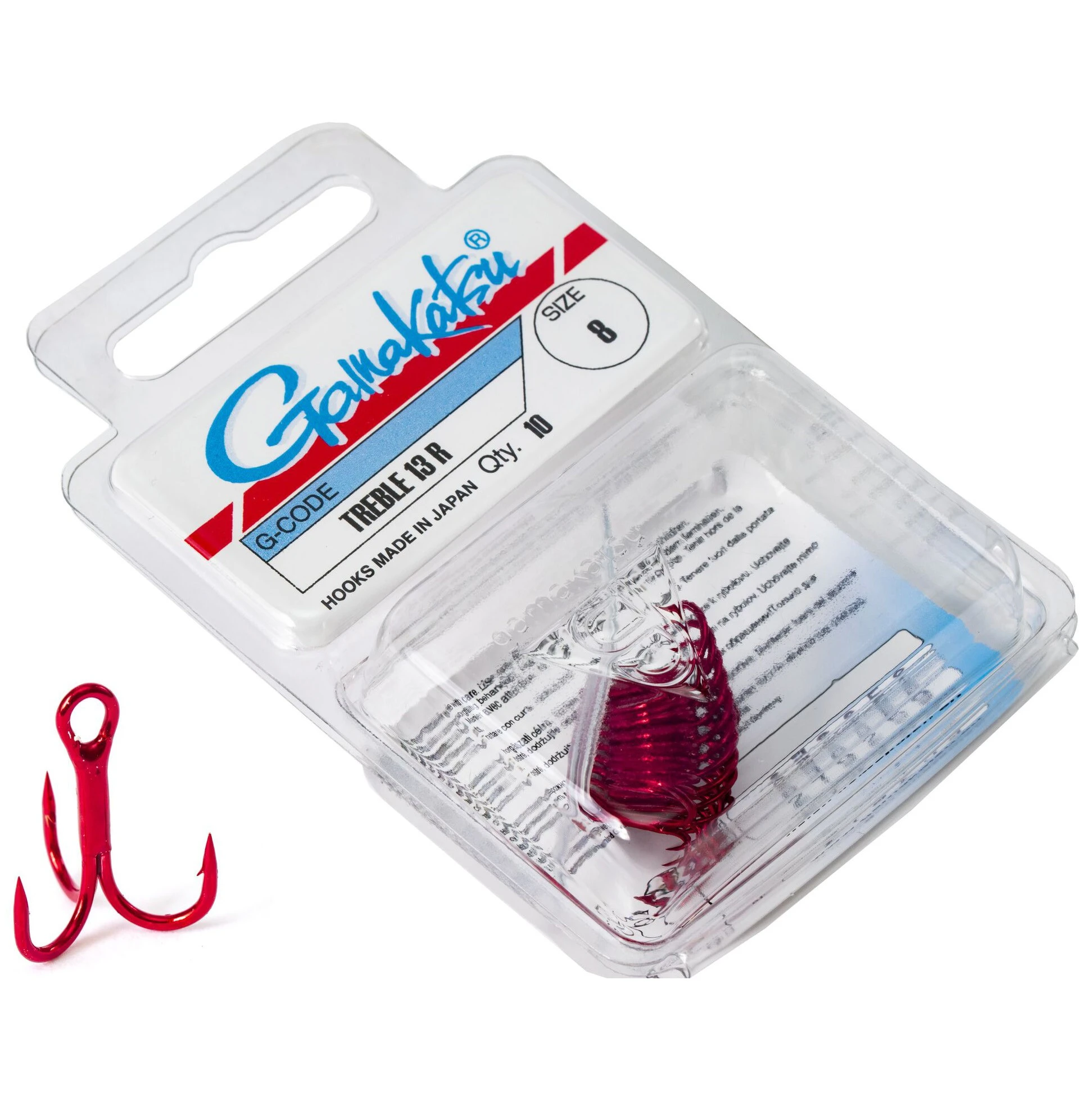 Крючок Тройной Gamakatsu 13NR Treble Hooks Red №8 10 шт    146873-008 — крупный план
	                                    1