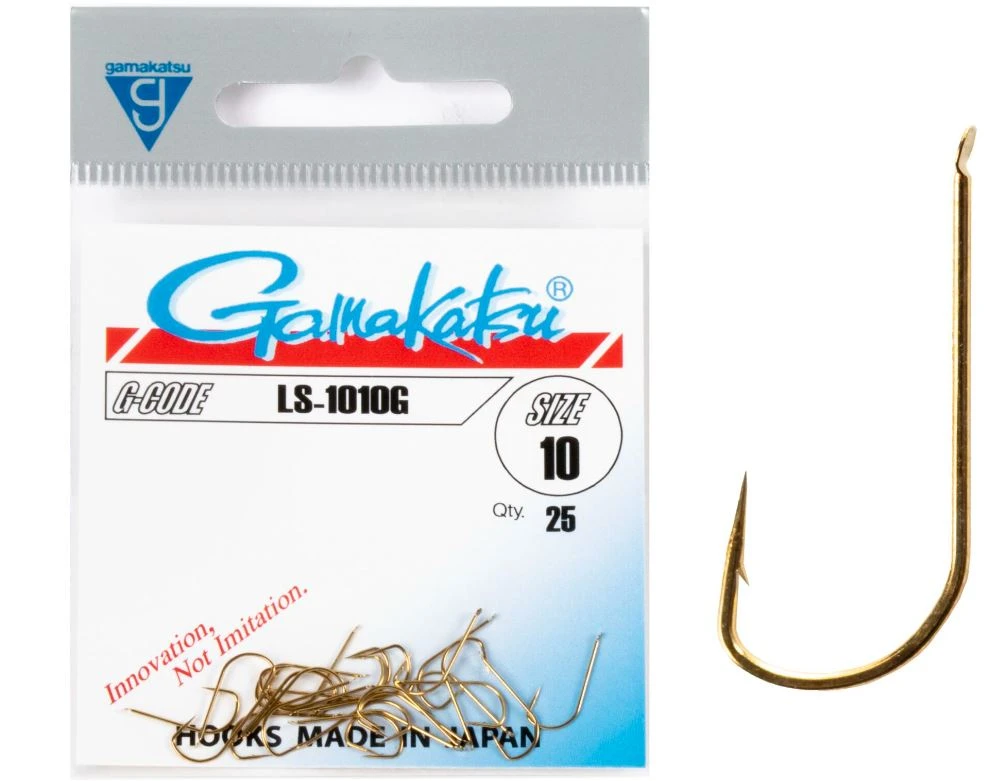 Крючок Одинарный Gamakatsu LS-1010G Hooks Gold №12 25 шт    146509-012 — крупный план
	                                    1