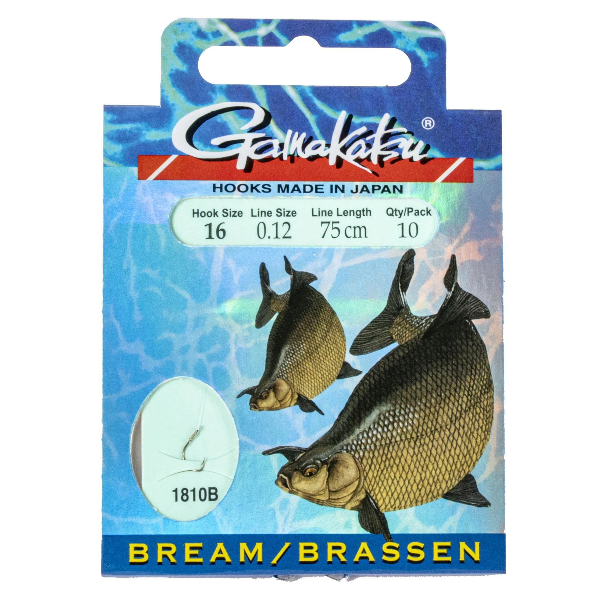 Поводок Gamakatsu Booklet BR. Feeder 1810B 75 см  0,12 мм  10 шт №16  140114-016-012 — характеристики,
	                                    особенности конструкции