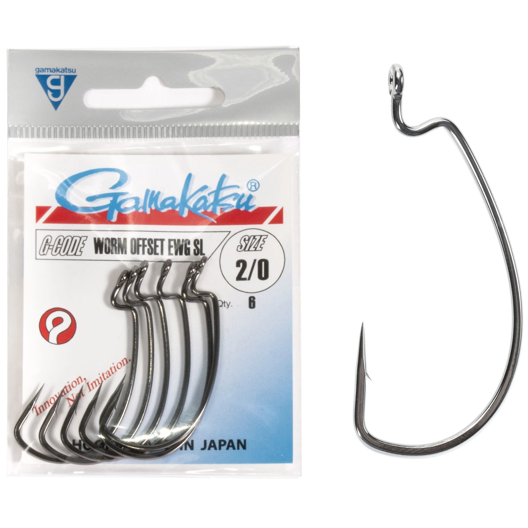 Крючок Офсетный Gamakatsu Worm Offset EWG SL Hooks Black №2/0 6 шт    146844-002 — характеристики,
	                                    особенности конструкции