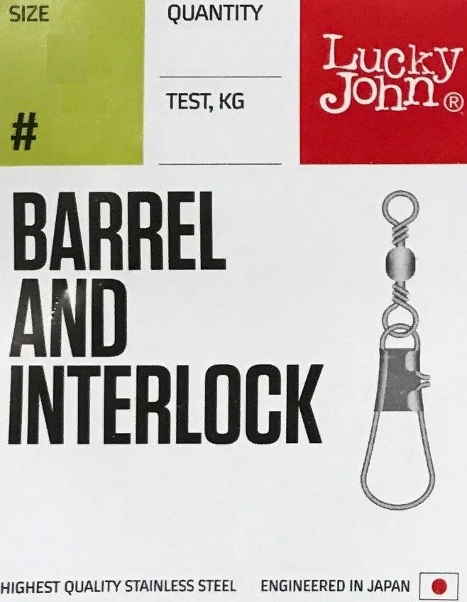 Вертлюг с застежкой Lucky John Barrel And Interlock №007 7 шт Black Pro Series  LJP5103-007 — крупный план
	                                    2