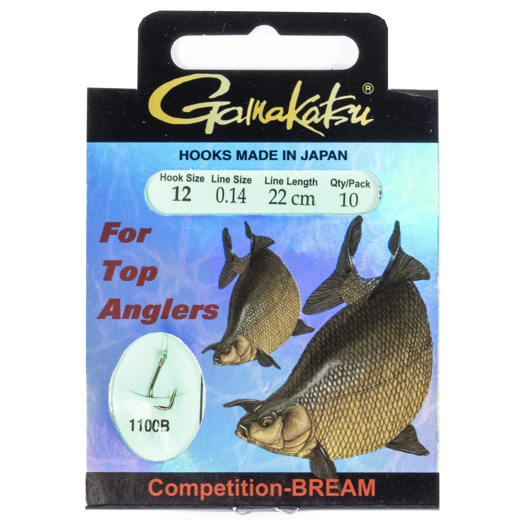 Поводок Gamakatsu Booklet Bream Com 1100B 22 см  0,14 мм  10 шт №12  140203-012-014 — характеристики,
	                                    особенности конструкции